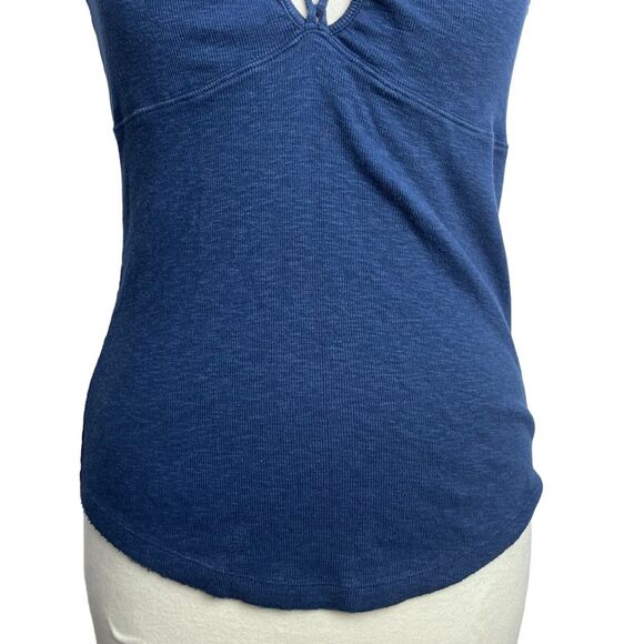 Free People ‘Emmy Lou’ Blue Ribbed Lace Up Tank Top Large - Picture 5 of 14